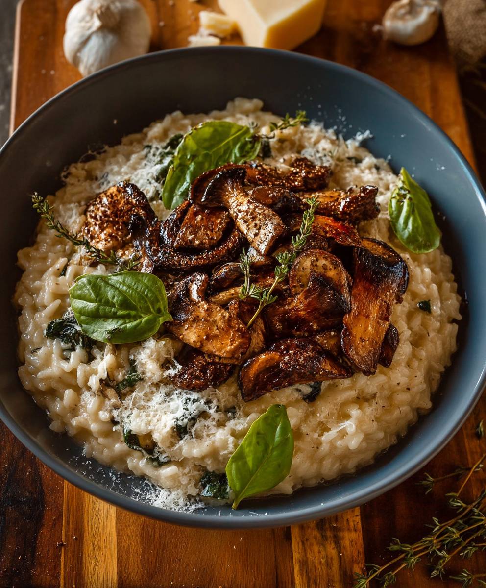 Parmesan Risotto Thyme Mushrooms