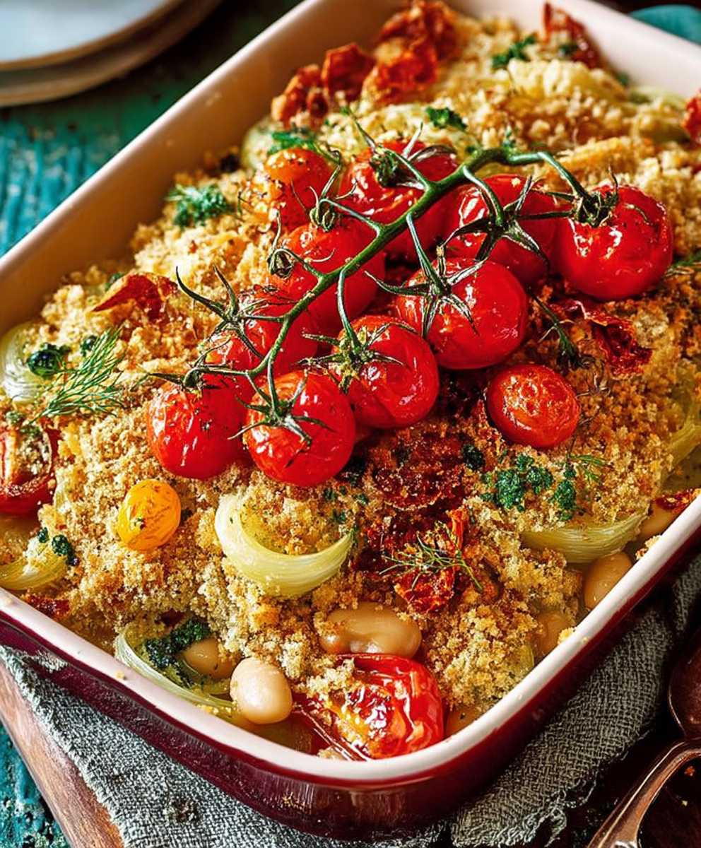 Oat crumble fennel butter beans