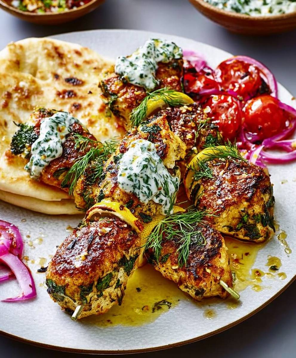 Fish kebabs preserved lemons