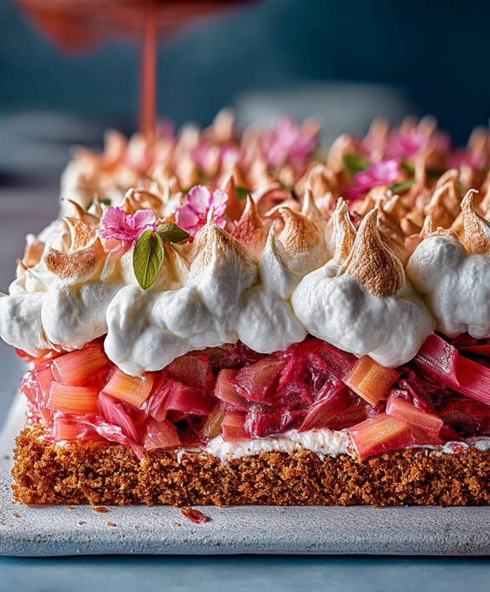 Rhubarb mess cake