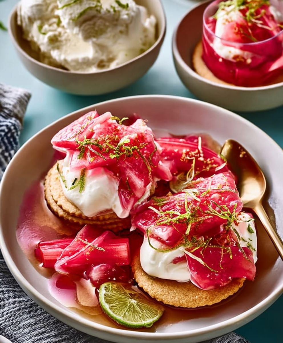 Lime poached rhubarb