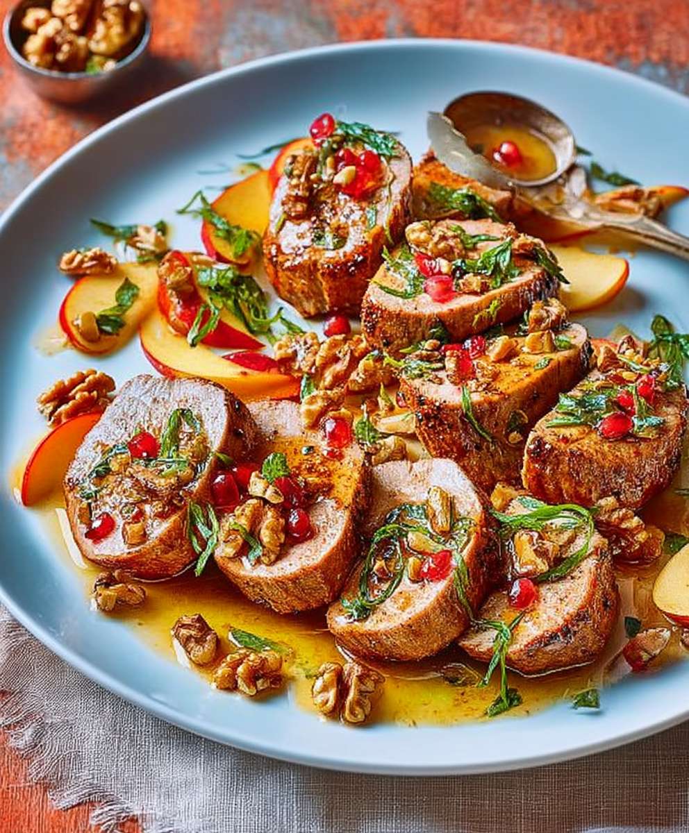 Pork tenderloin apples walnuts