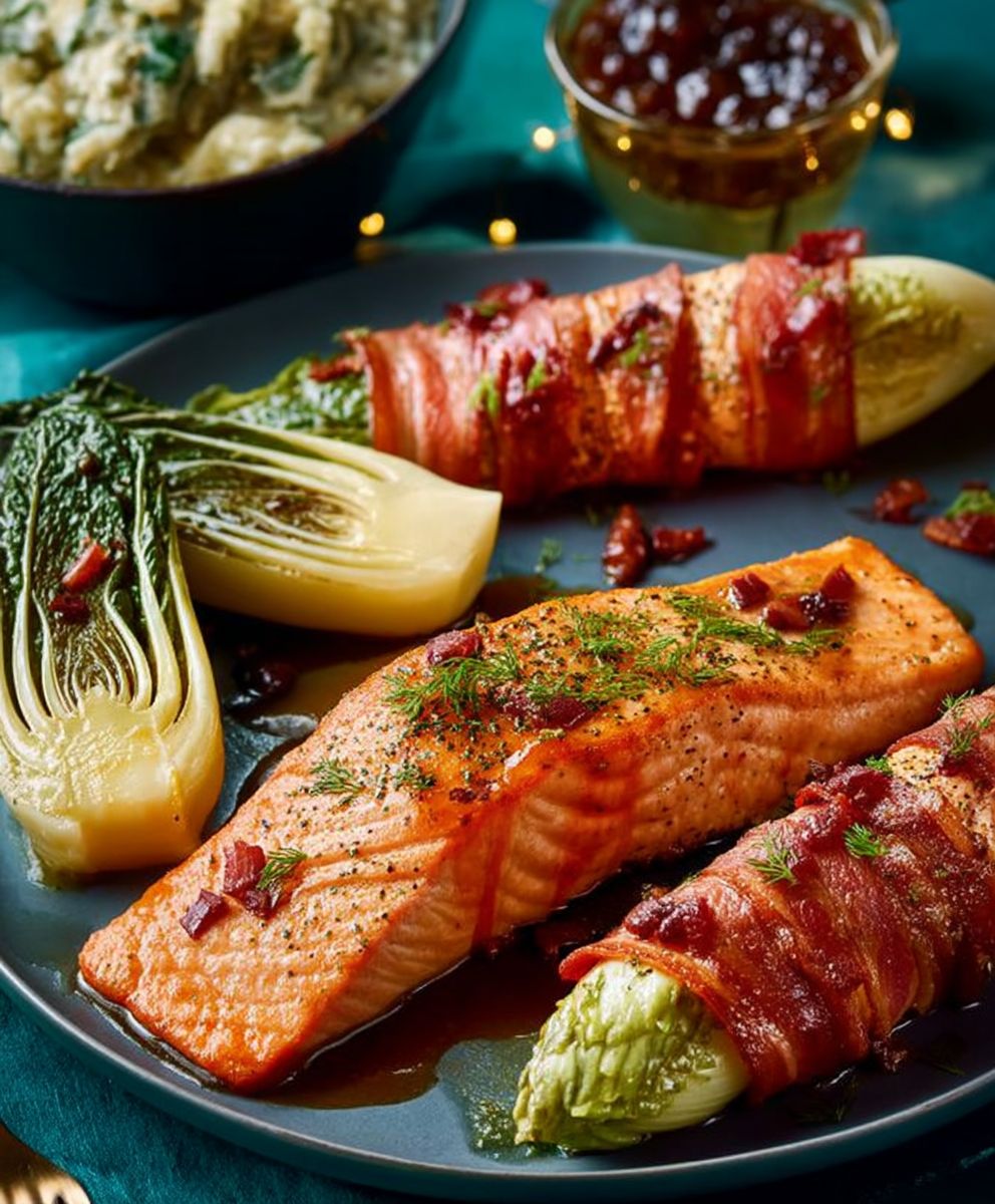 Seared salmon tarragon wine sauce