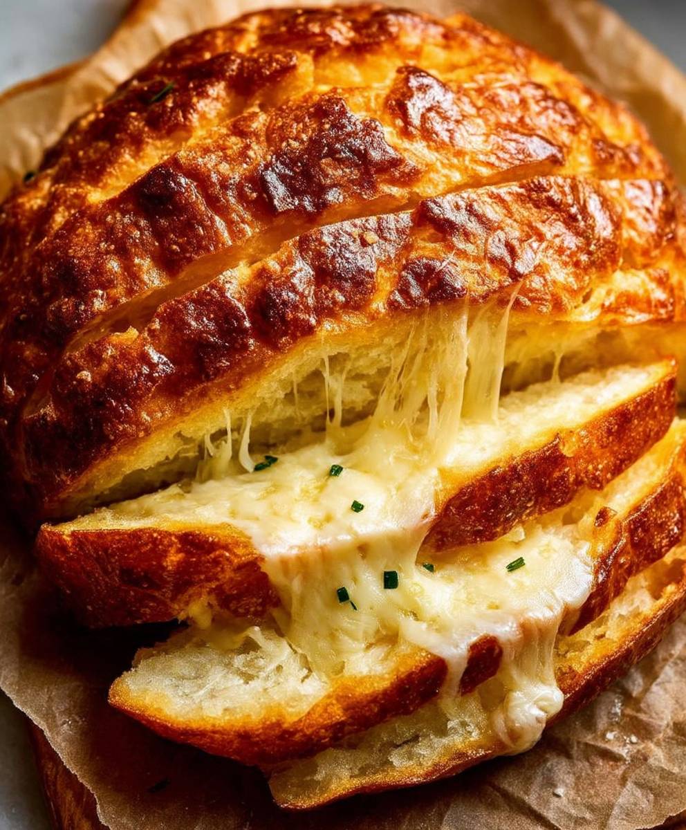 No Knead Cheese Bread