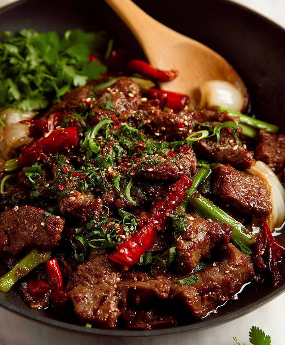 Xinjiang cumin lamb stir fry