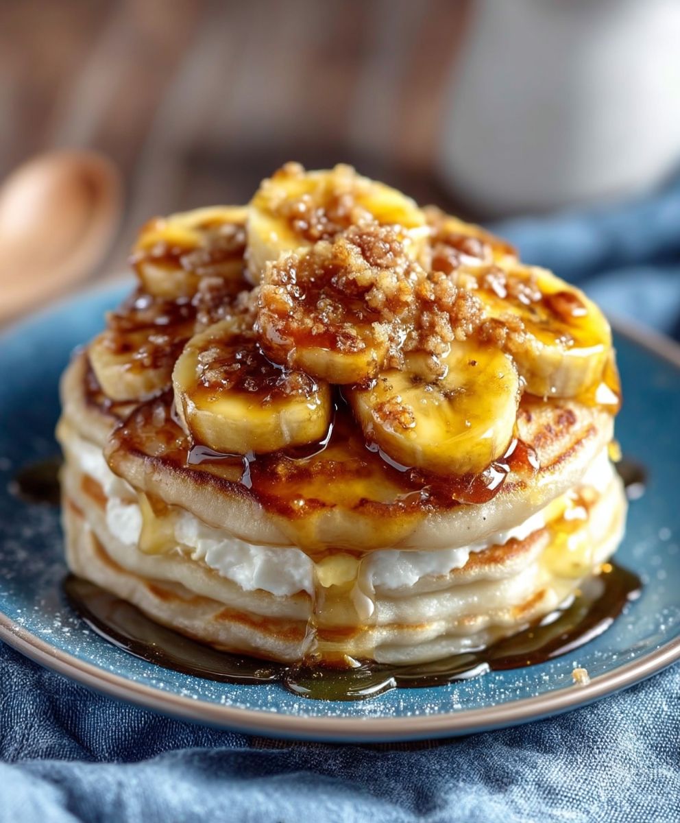 Vanilla Pancakes Caramelized Bananas